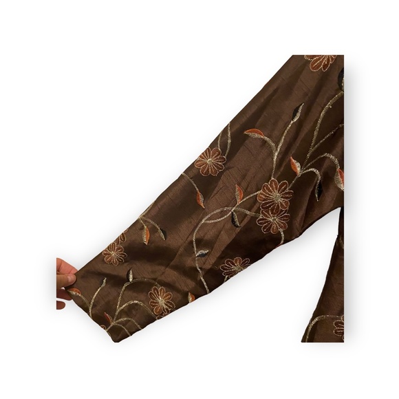 Victor Costa Mid Length Embroidered Floral Jacket Medium - Picture 3 of 6